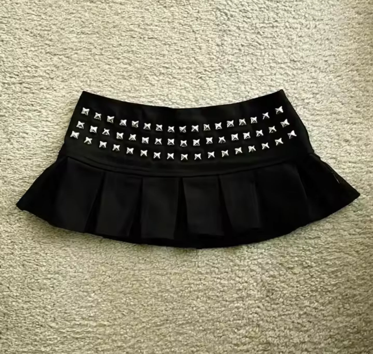 STUDDED BLACK MINI SKIRT