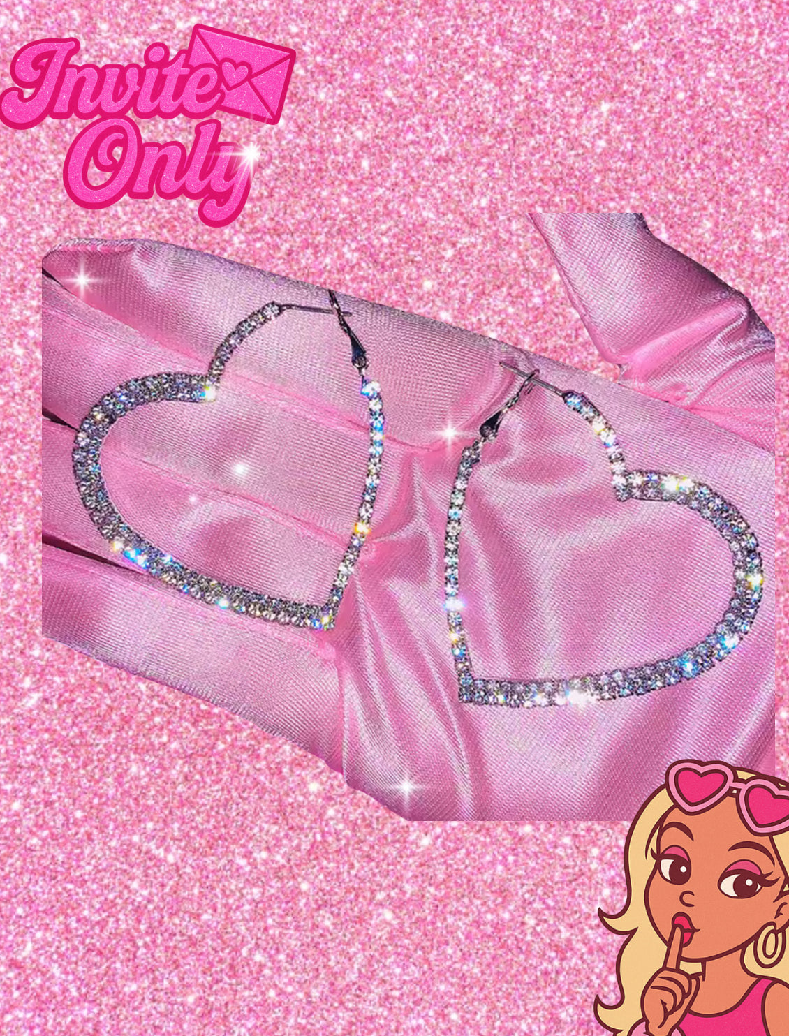 GLAM SPARKLE HEART HOOP EARRINGS
