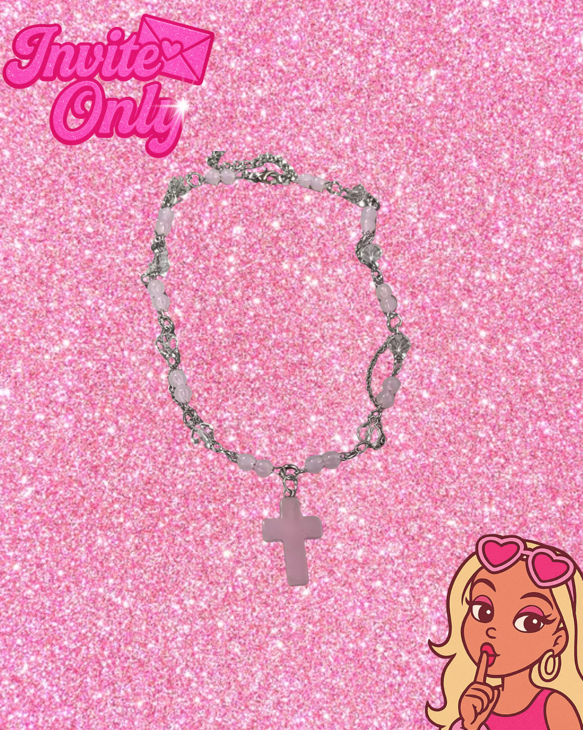 PINK CROSS NECKLACE
