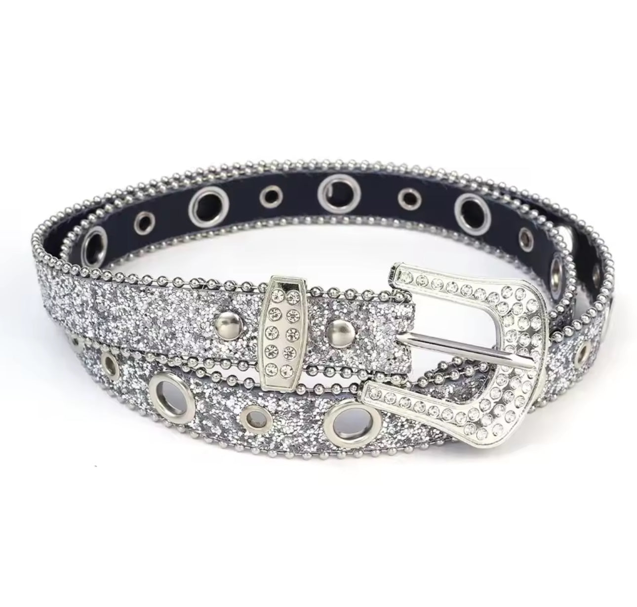 SILVER RHINESTONE BELT