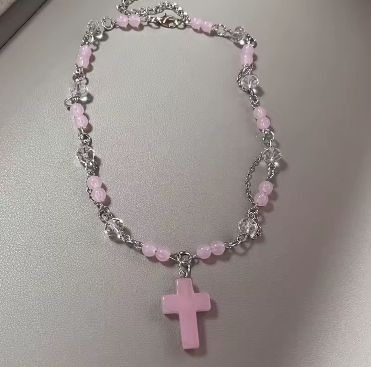 PINK CROSS NECKLACE