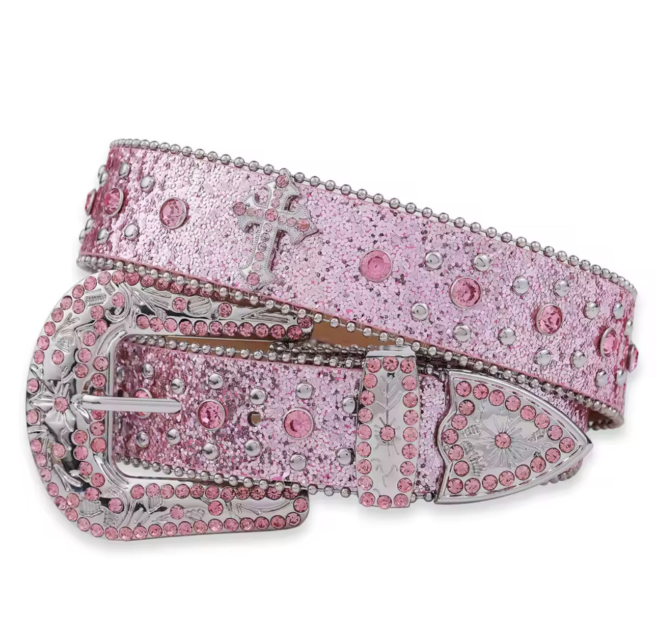 PINK CROSS RHINESTONE BELT
