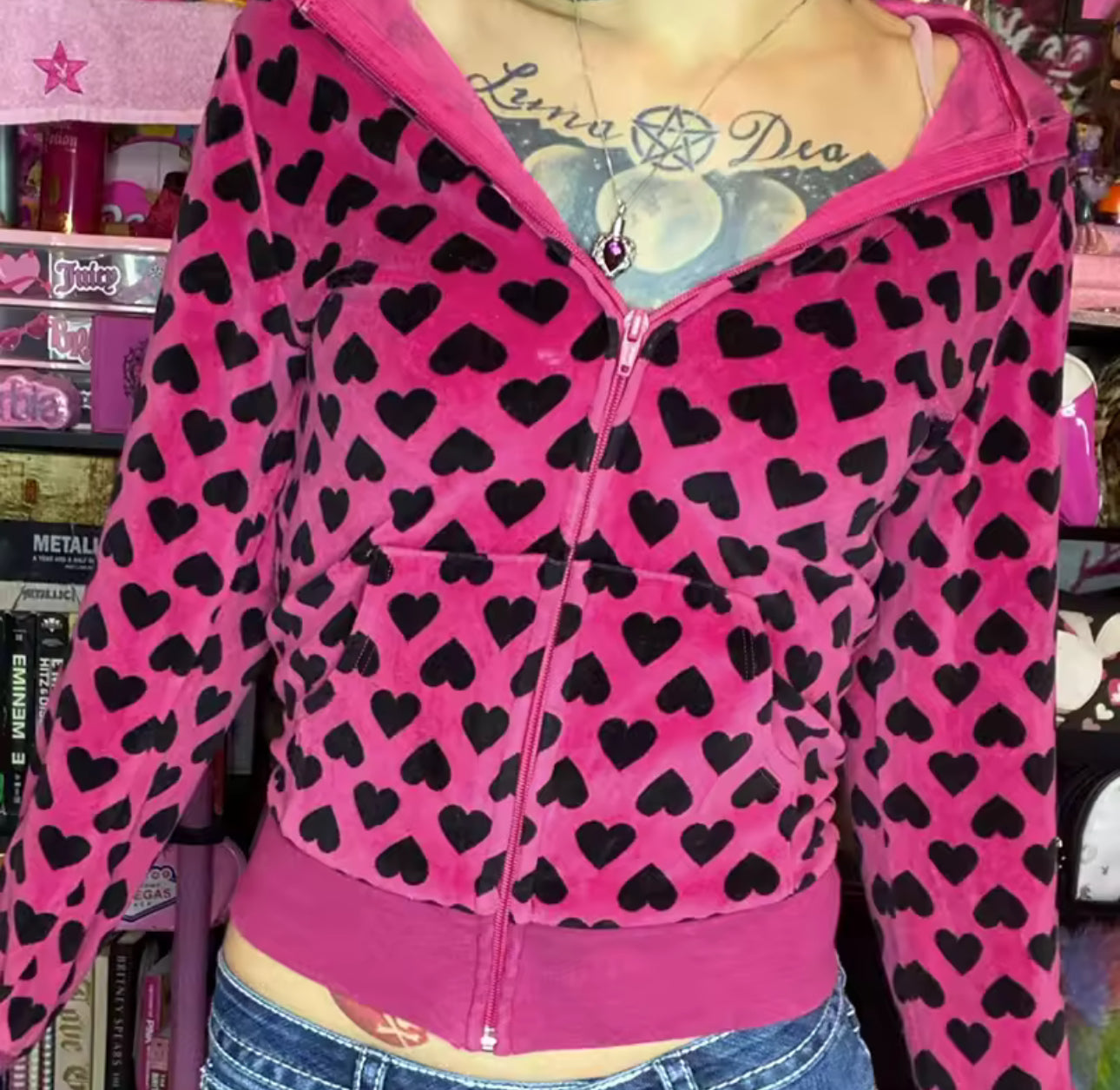 VELOUR PINK HEART JACKET