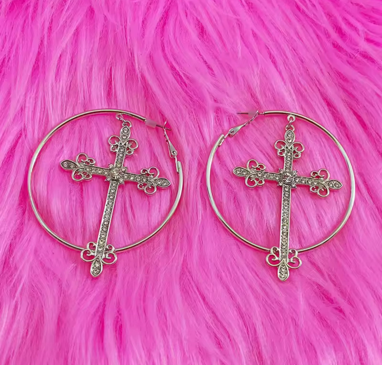 CROSS HOOP EARRINGS
