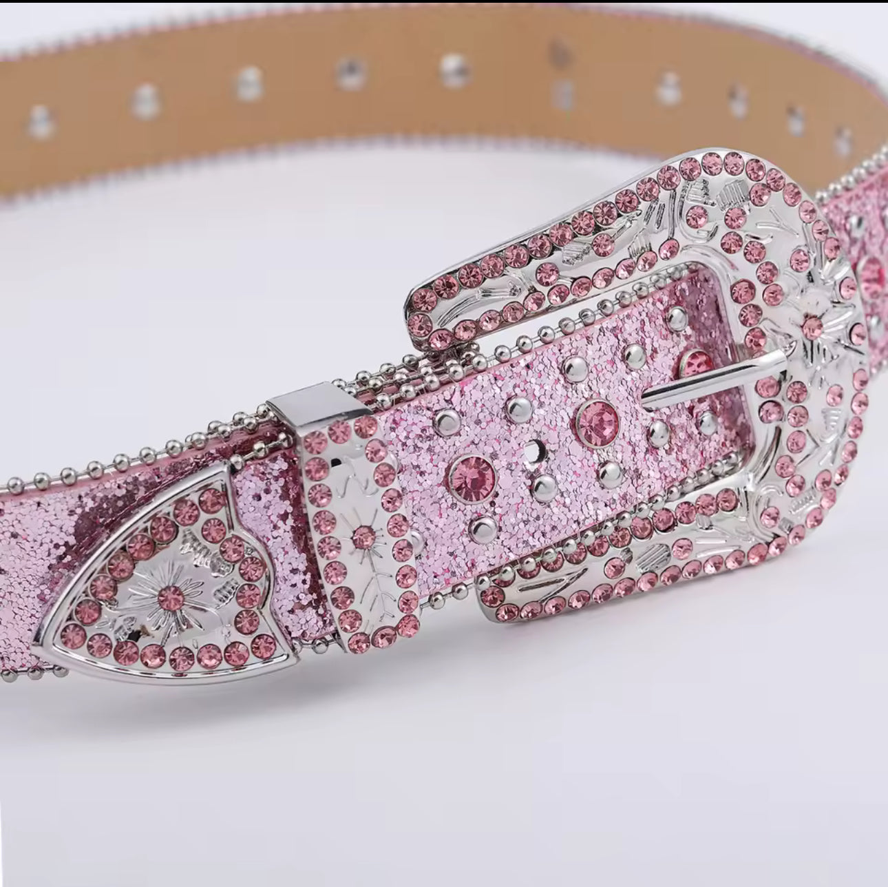 PINK CROSS RHINESTONE BELT