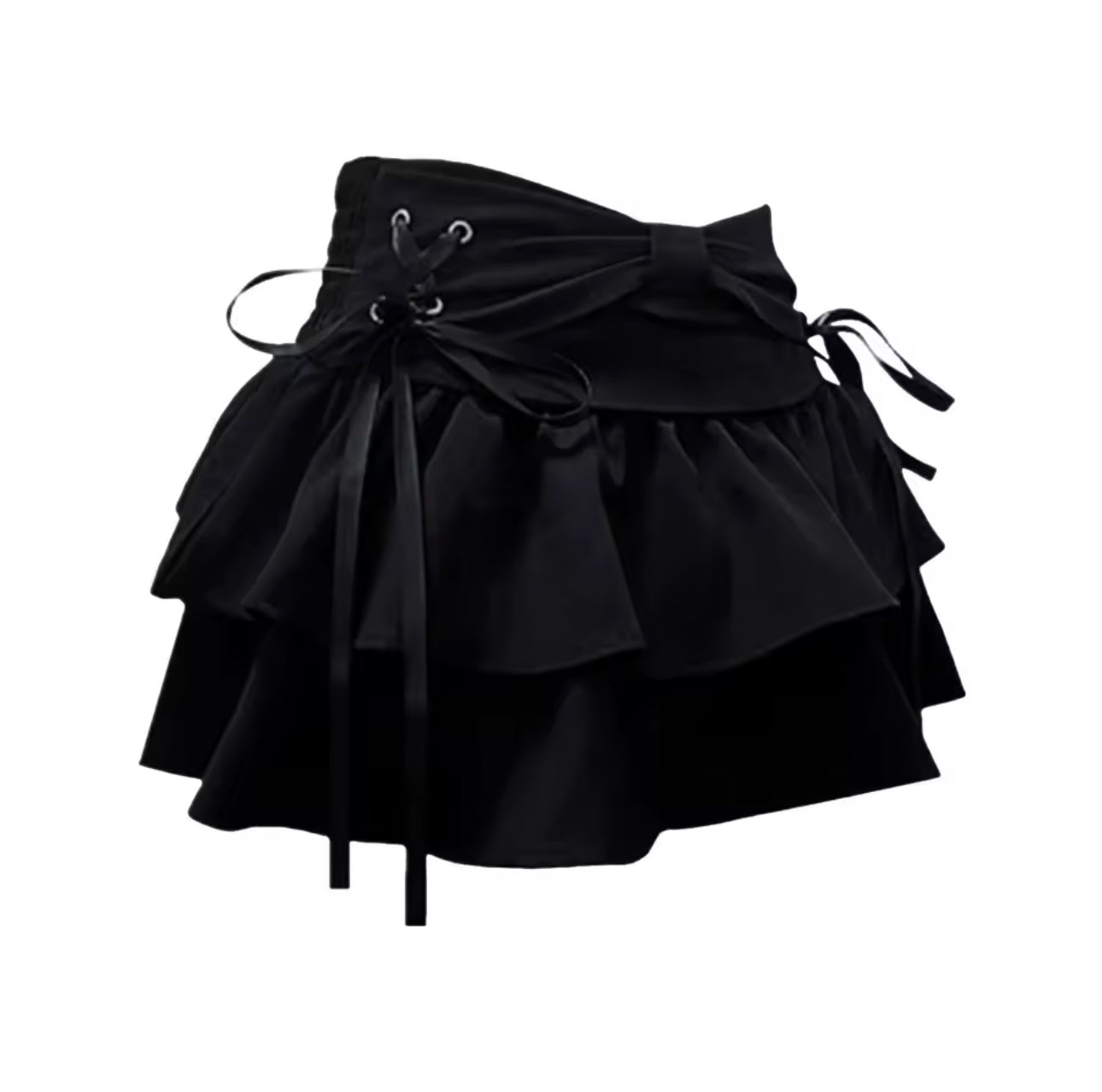 BLACK LACE UP SKIRT