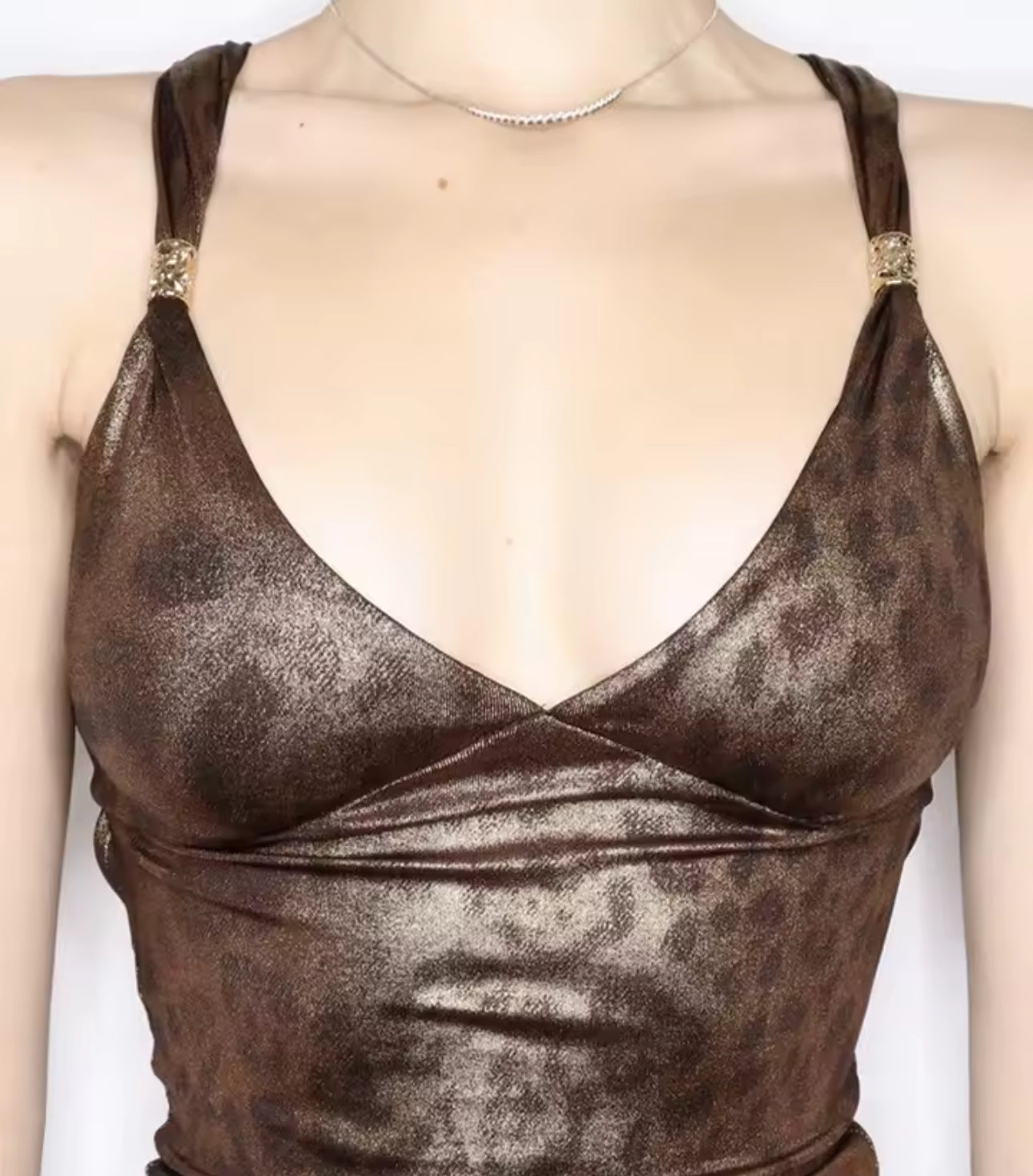 WET LOOK ANIMAL PRINT TOP