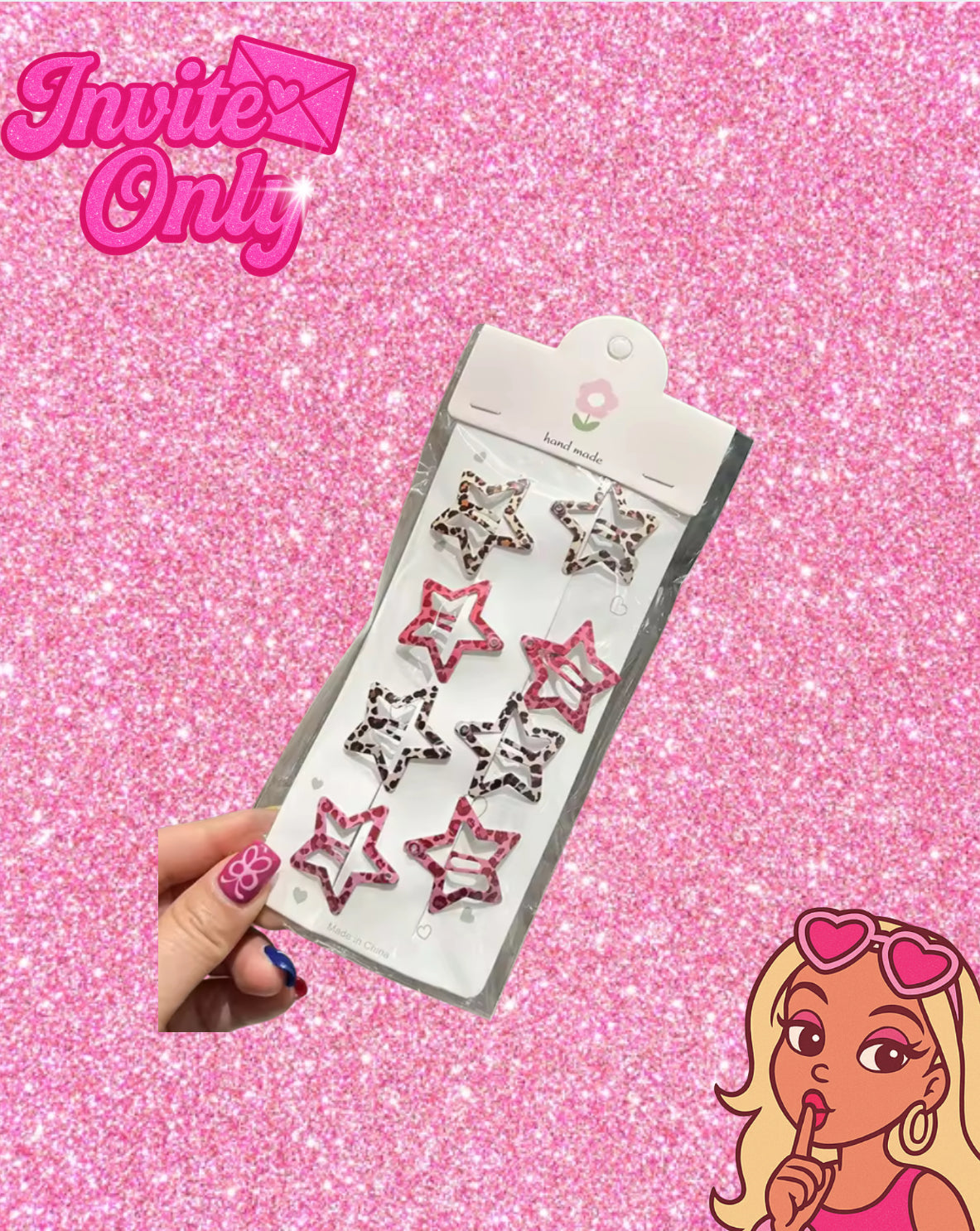 STAR ANIMAL PRINT HAIR CLIPS