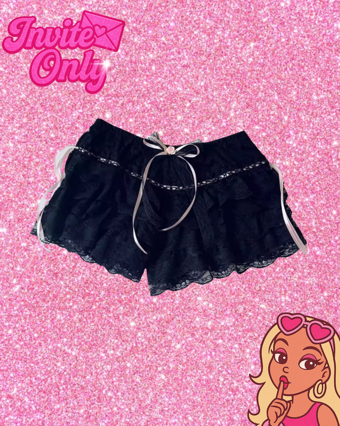 BLACK LACED SHORTS