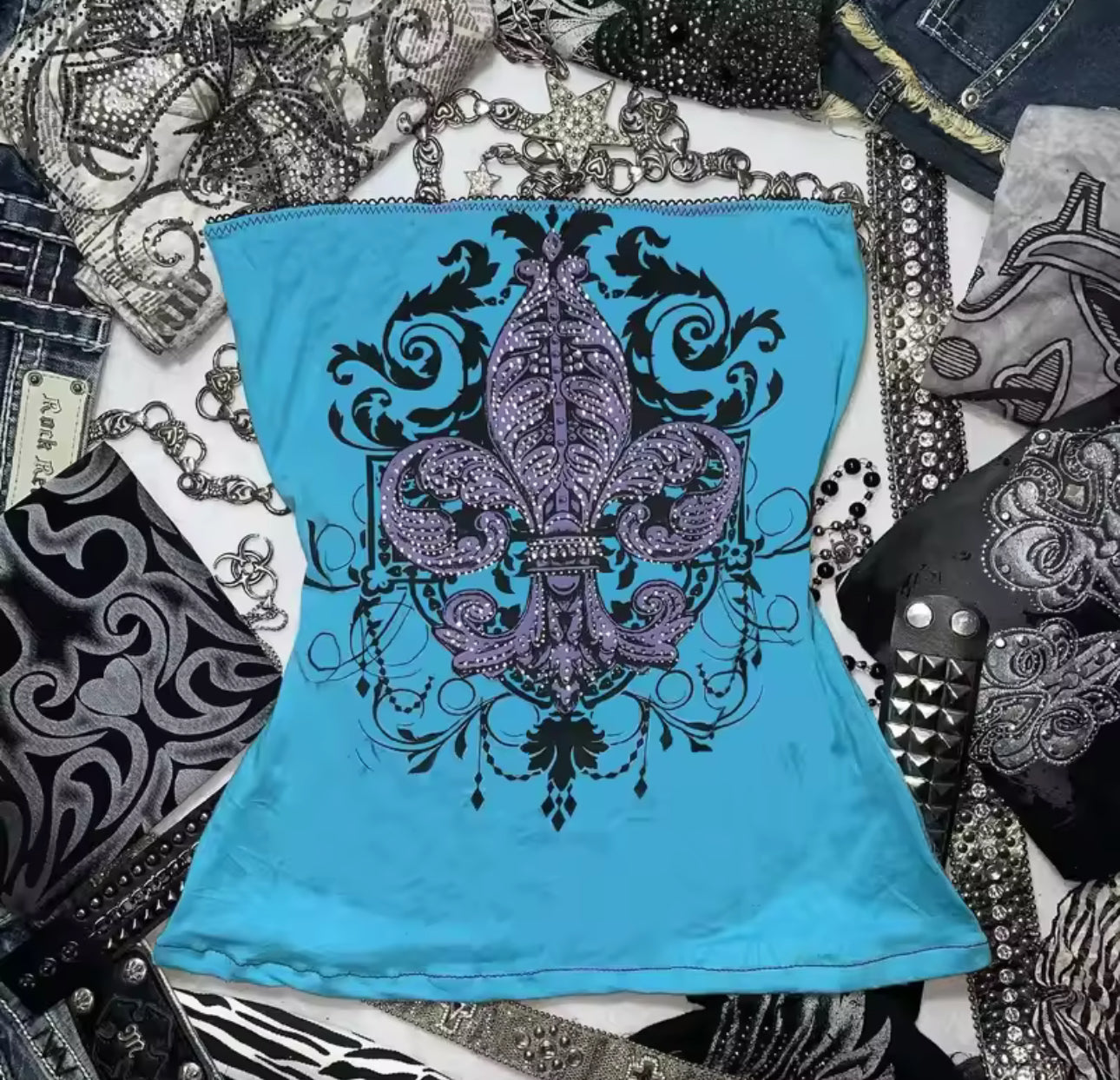 BLUE DETAILED TOP