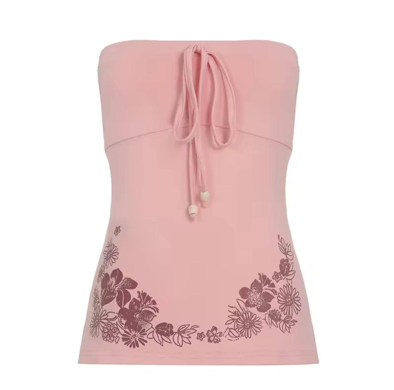 PINK FLORAL HALTER TOP
