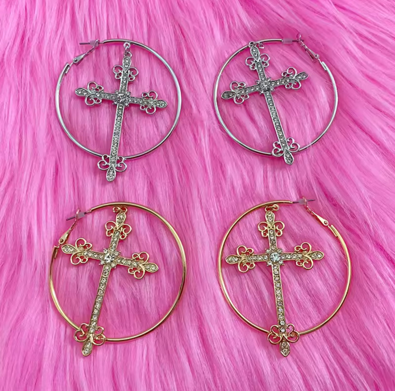 CROSS HOOP EARRINGS