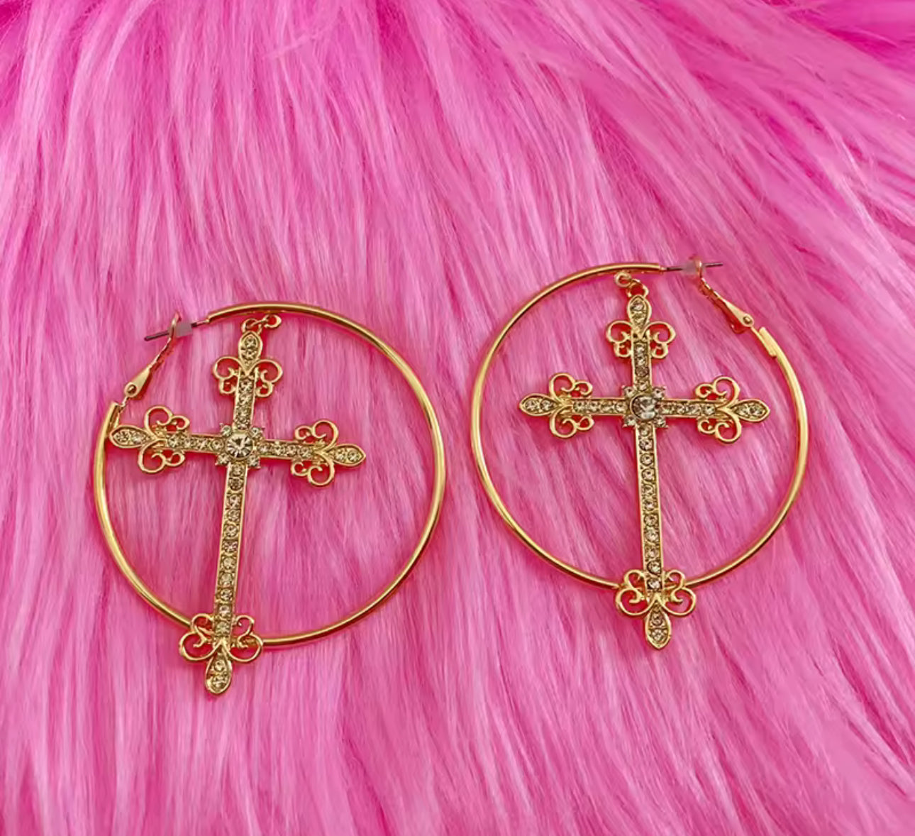 CROSS HOOP EARRINGS