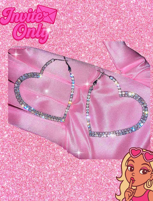 GLAM SPARKLE HEART HOOP EARRINGS