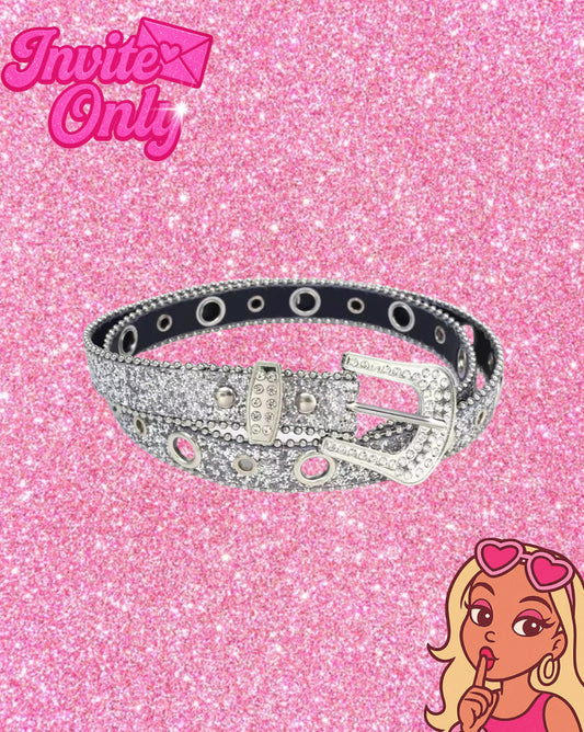 SILVER RHINESTONE BELT
