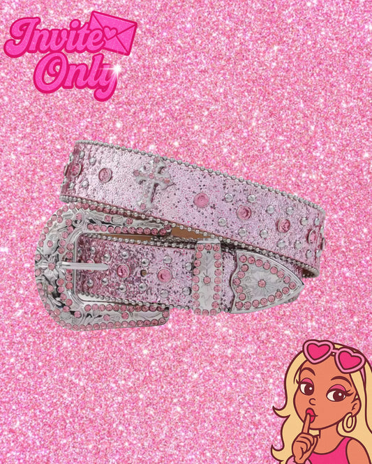PINK CROSS RHINESTONE BELT
