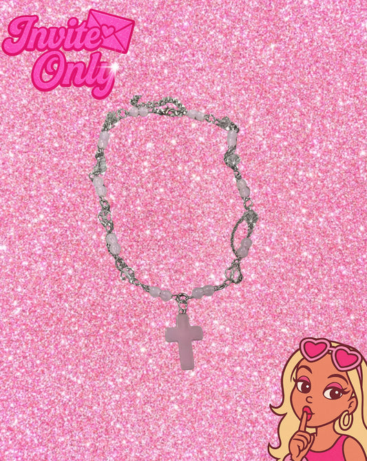 PINK CROSS NECKLACE