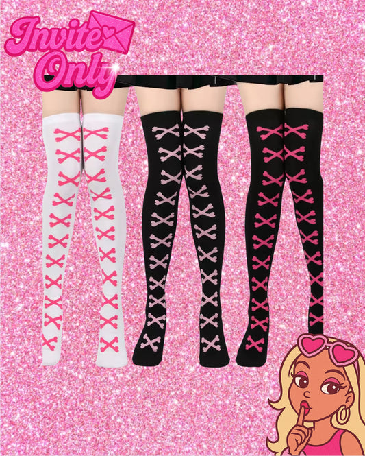 LACED UP KNEE HIGH SOCKS