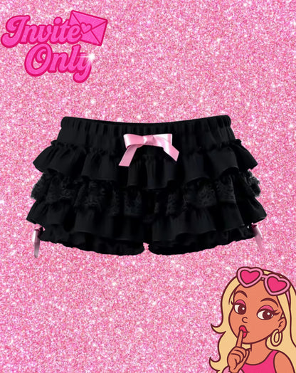 RUFFLE PINK BOW SHORTS