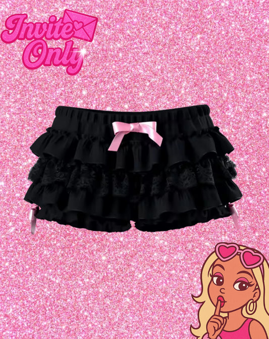 RUFFLE PINK BOW SHORTS