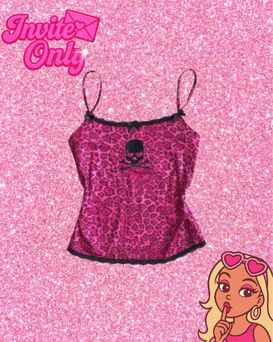 PINK SKULL VEST TOP