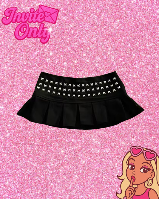 STUDDED BLACK MINI SKIRT